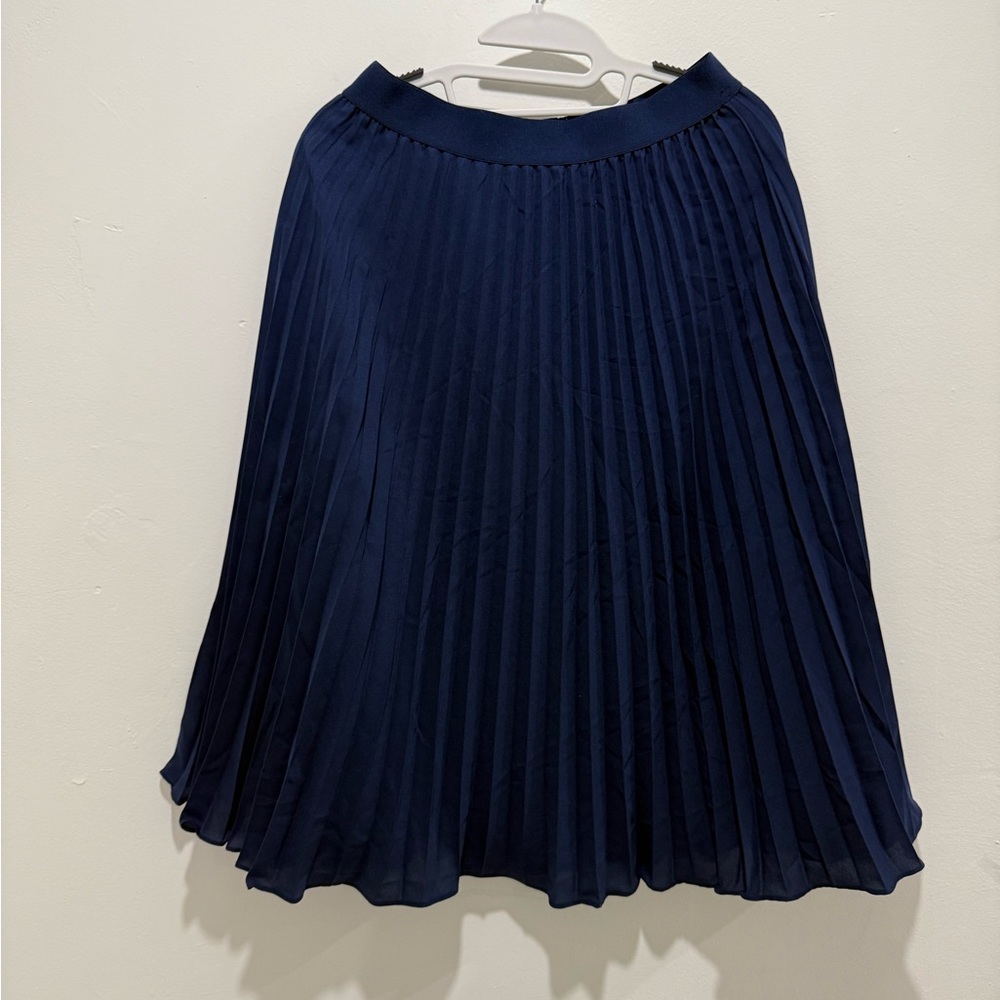 Chic Navy A-Line Pleated Skirt